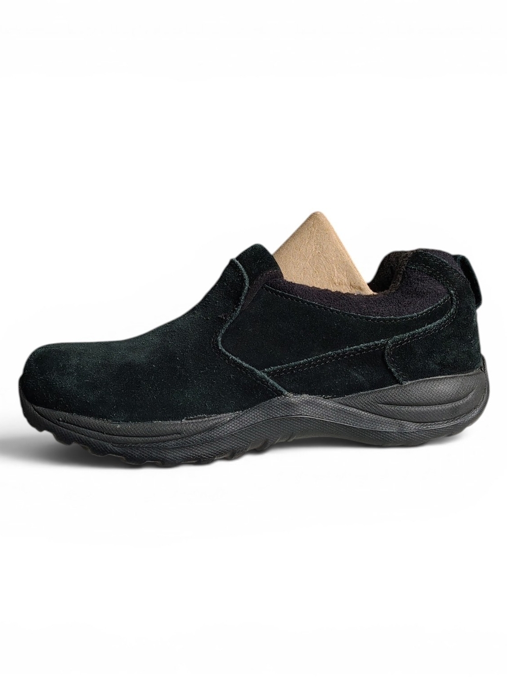 LL Bean Women's Go Anywhere Slip On Comfort Mocs Black Suede Insulated Size 9 M